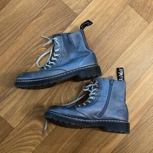 Dr Martens 1460 Pascal J Youth Kids Metallic Gunmetal Gray Zip Ankle Boots 4M/5L